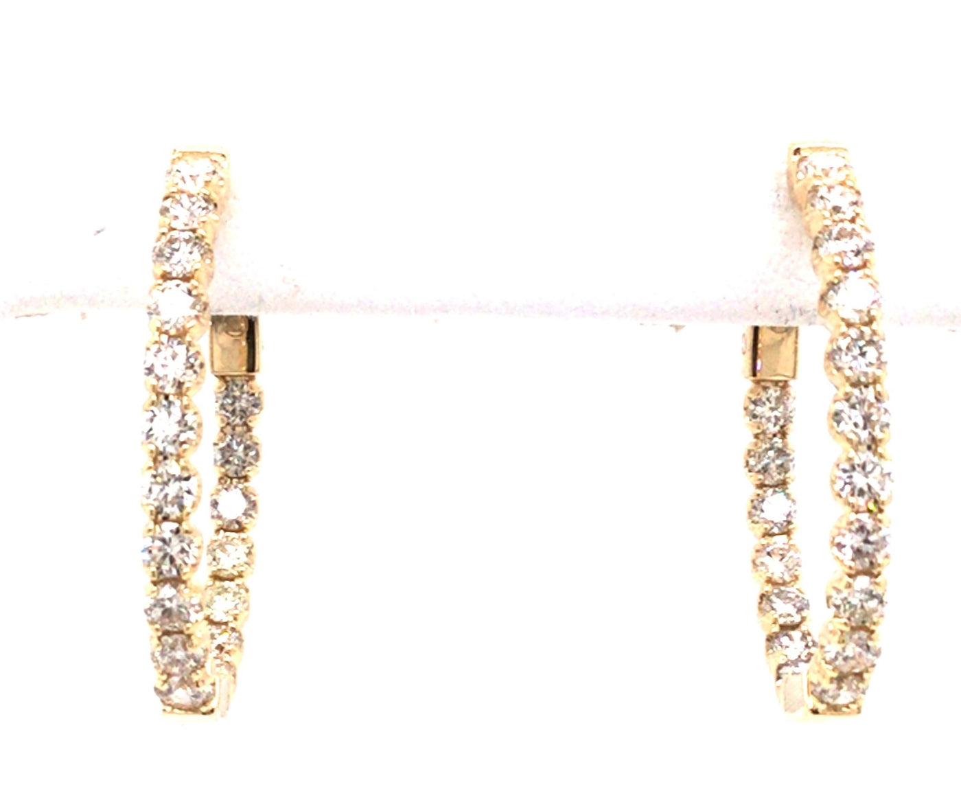14K Yellow Natural Diamond Hoop Earrings