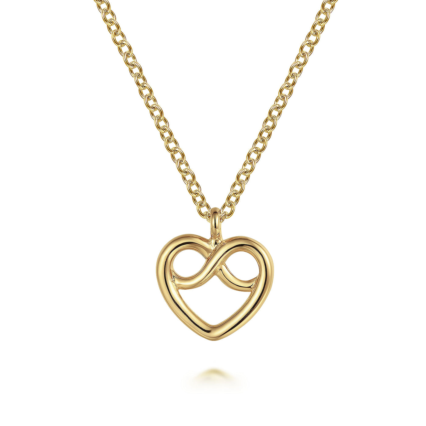 14K Yellow Infinity Heart Necklace 17.5 inch