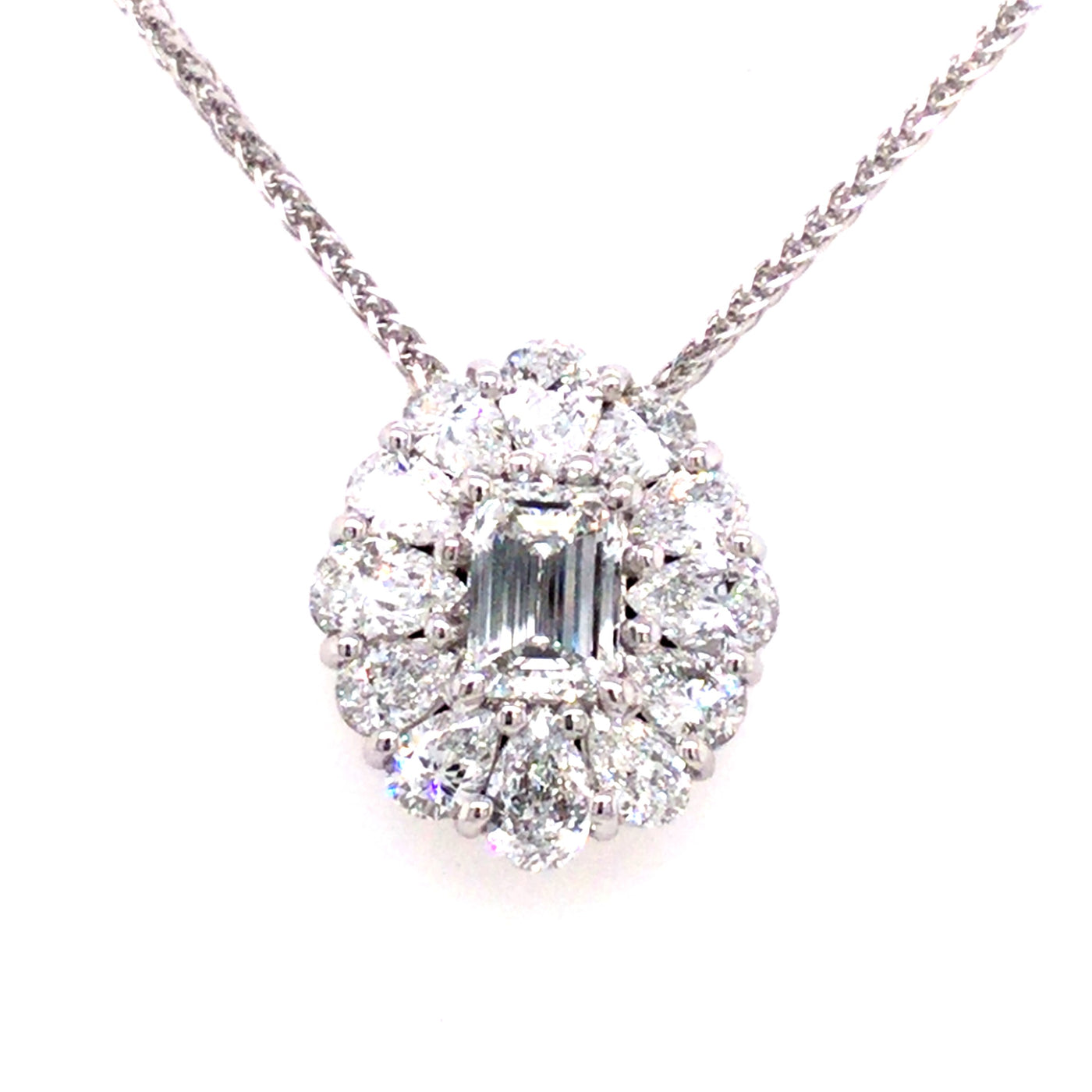 Platinum White Natural Diamond 18 inch Necklace