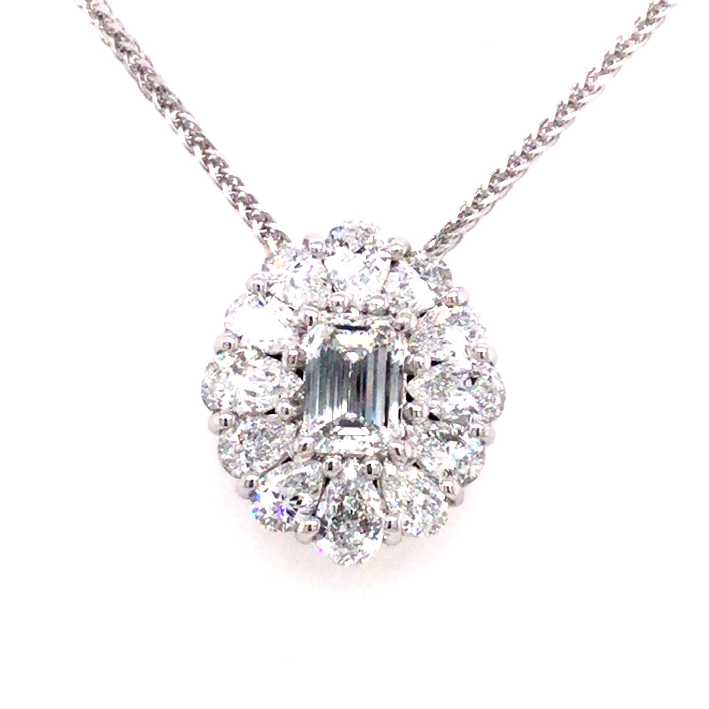 Platinum White Natural Diamond 18 inch Necklace