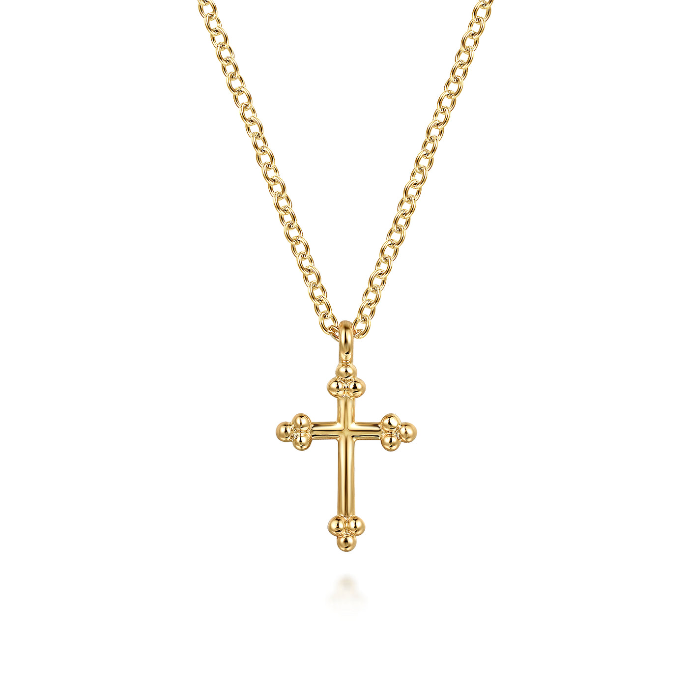 14K Yellow Cross Necklace 17.5 inch