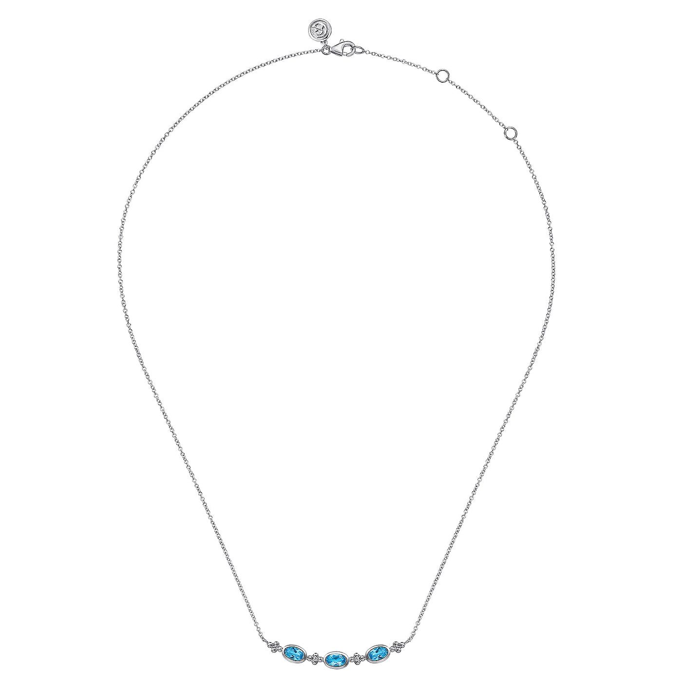 Sterling Silver Blue Topaz 17.5 inch Necklace