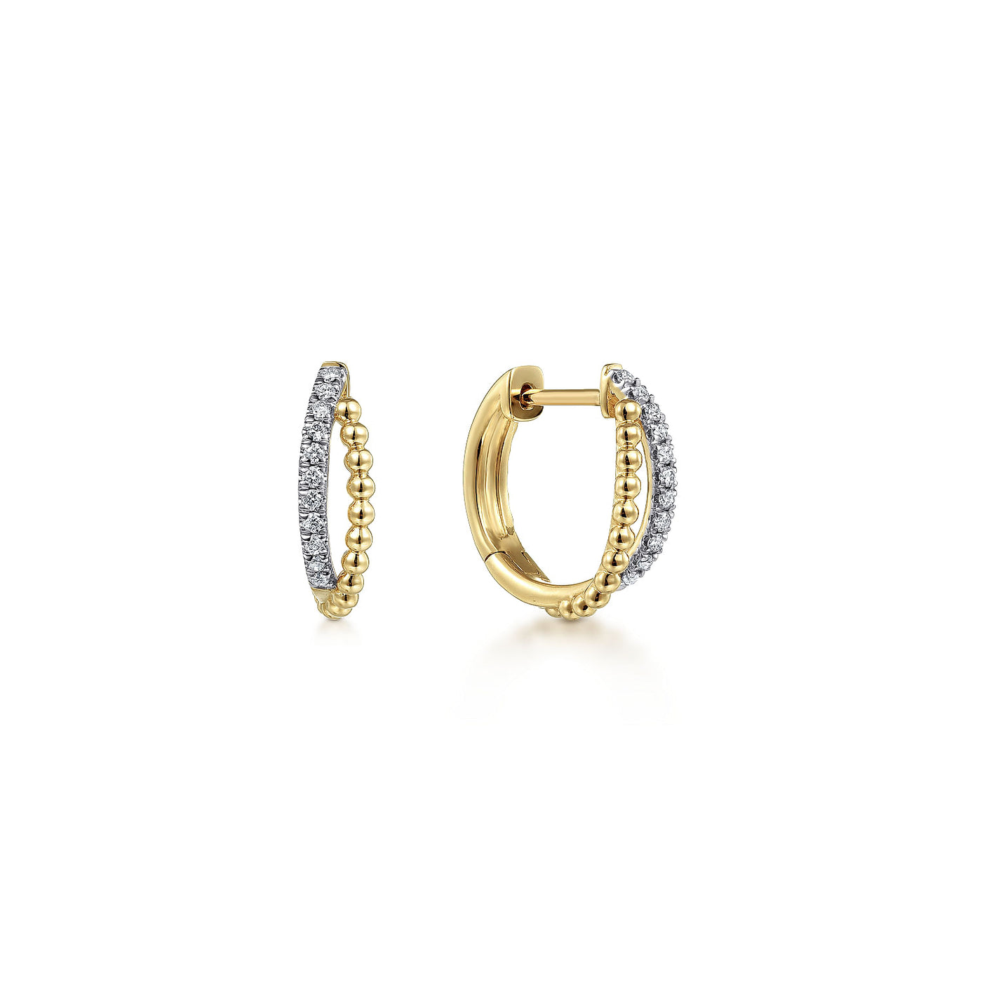 14K Yellow Natural Diamond Huggie Earrings