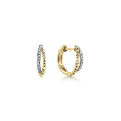 14K Yellow Natural Diamond Huggie Earrings