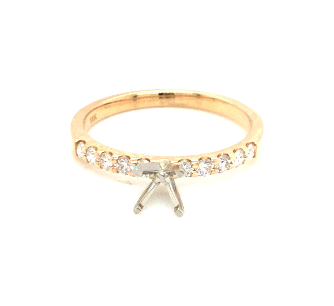 14K Yellow Natural Diamond Semi-Mount Ring that accomodates a 4.00 mm Center