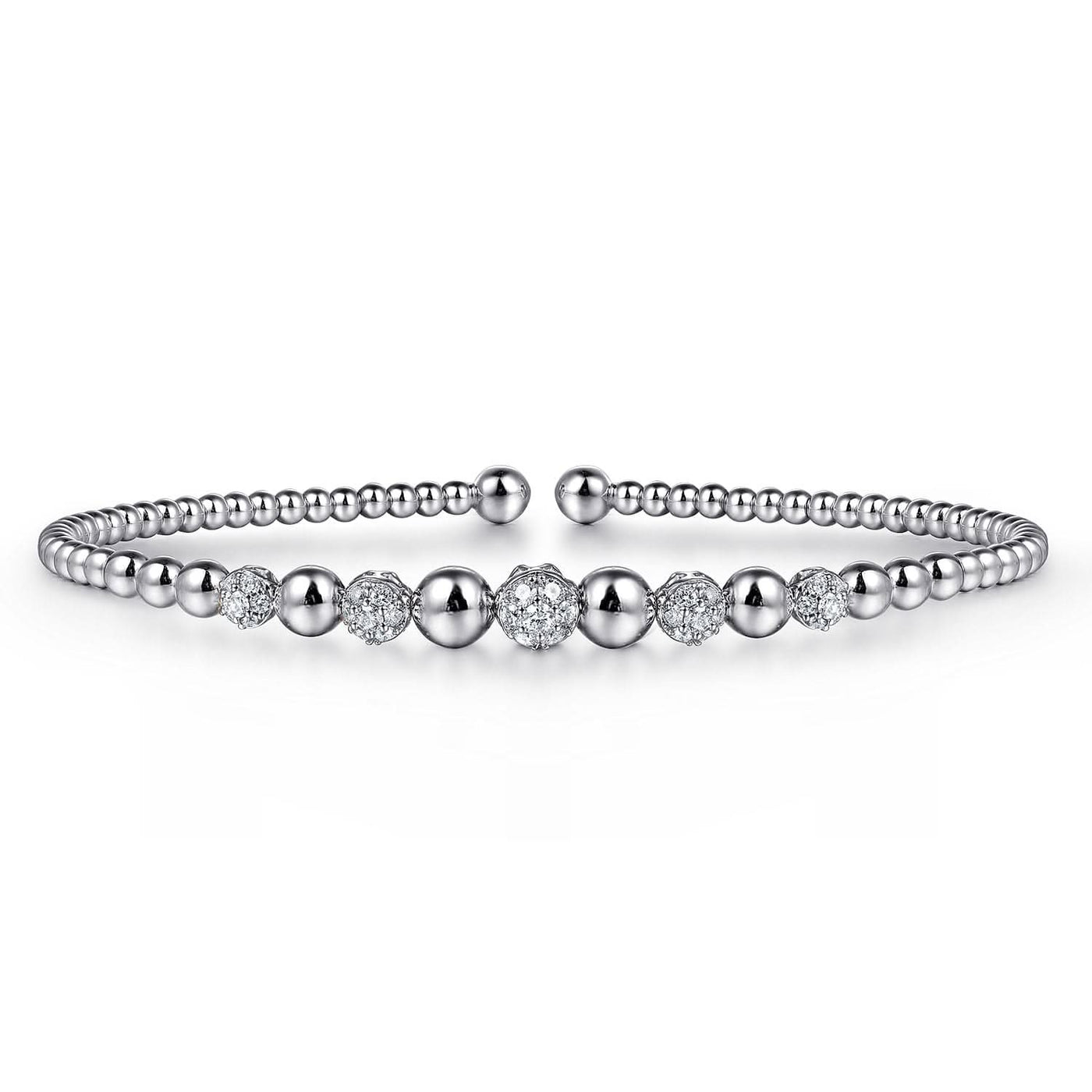 14K White Natural Diamond Cuff Bracelet