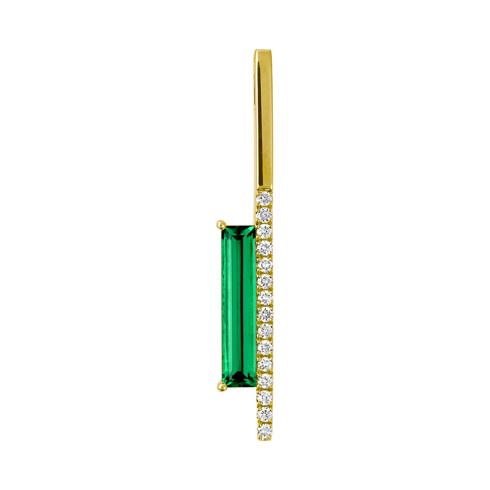 14K Yellow Gold Chatham Emerald and Lab Grown Diamond Pendant