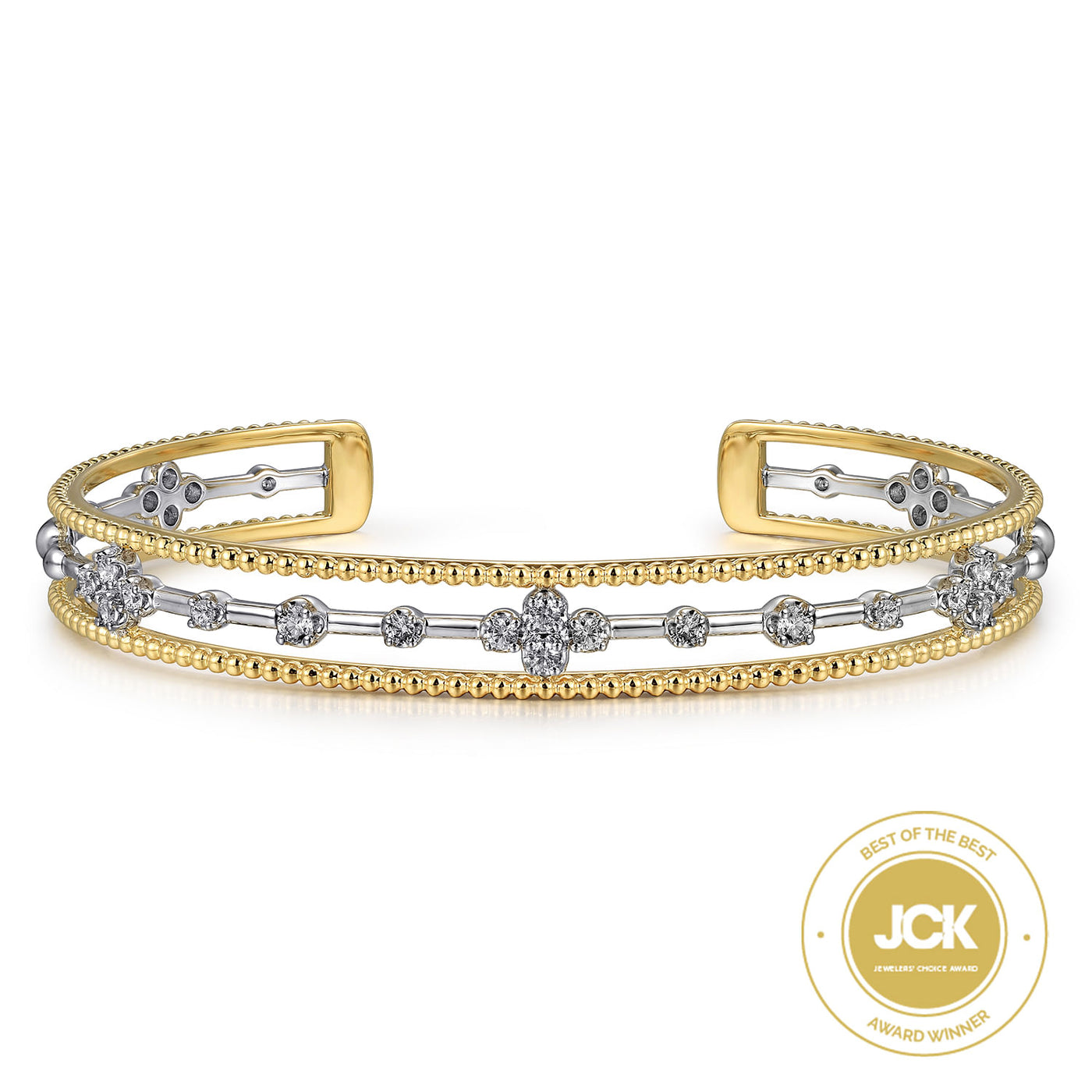 14K Yellow Natural Diamond Cuff Bracelet