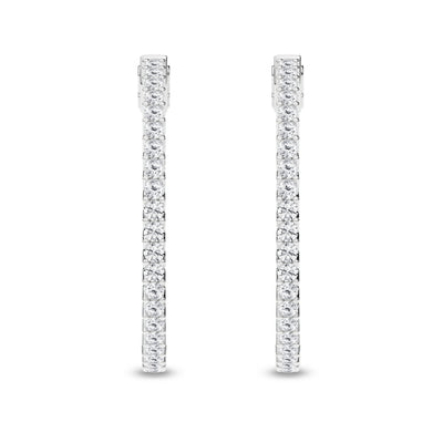 14K White Lab Grown Diamond Hoop Earrings