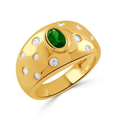 18K Yellow Tsavorite and Natural Diamond Ring Size 6.5