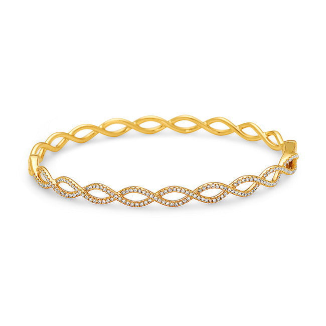 14K Yellow Gold Natural Diamond Bangle Bracelet