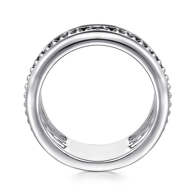 Sterling Silver Black Spinel Multi-Row Ring