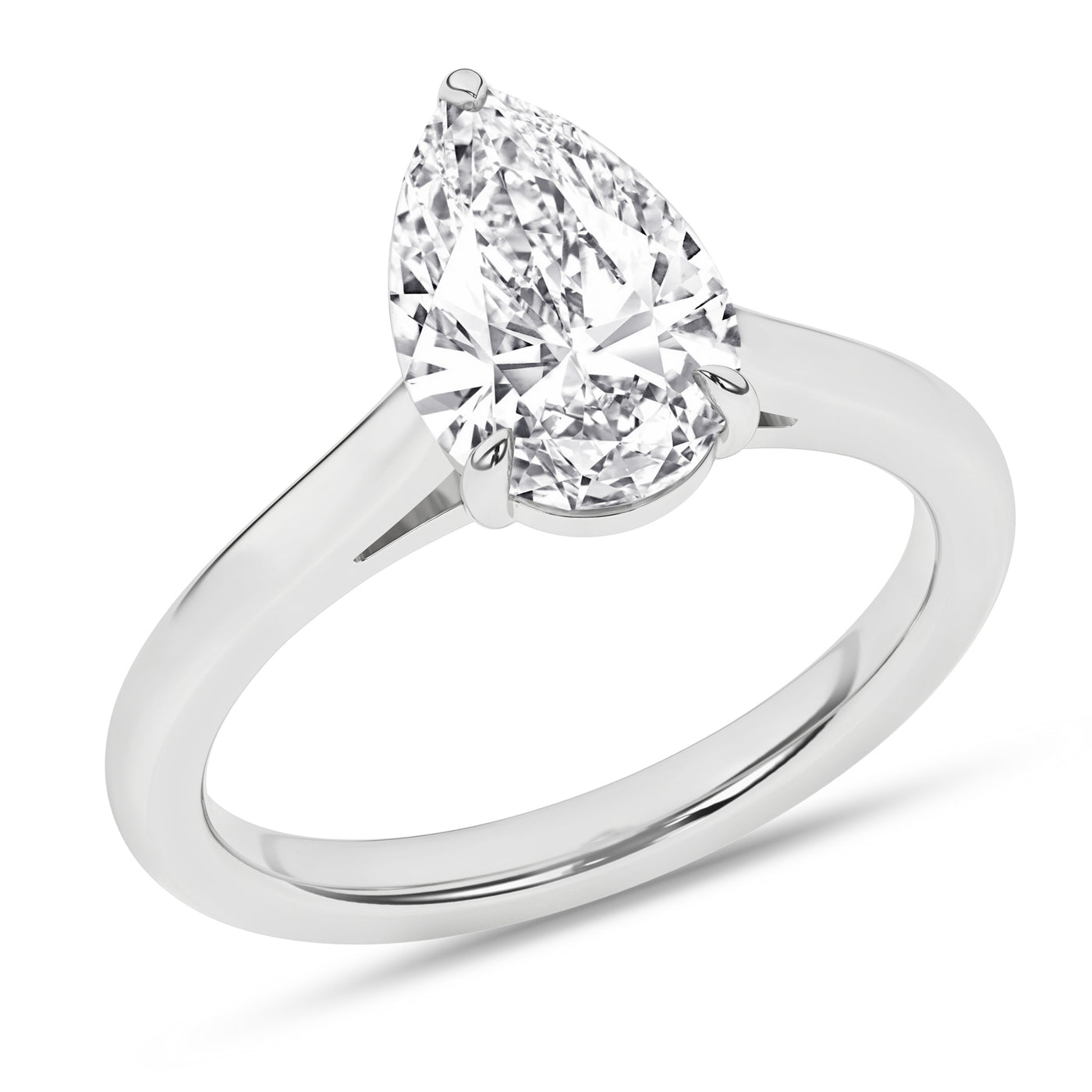 14K White Pear Lab Grown Diamond Solitaire Engagement Ring