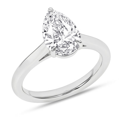 14K White Pear Lab Grown Diamond Solitaire Engagement Ring