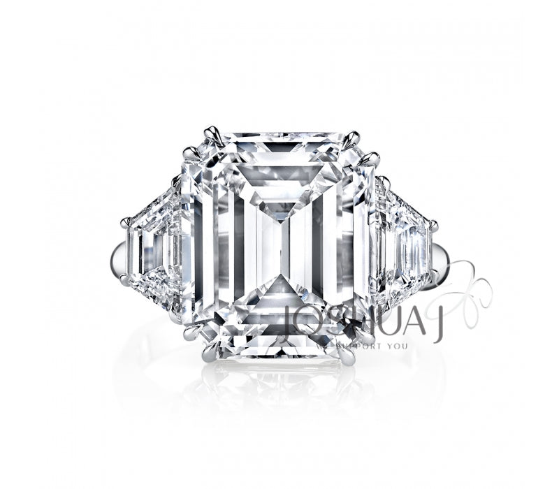 Platinum Emerald Cut Natural Diamond Engagement Ring