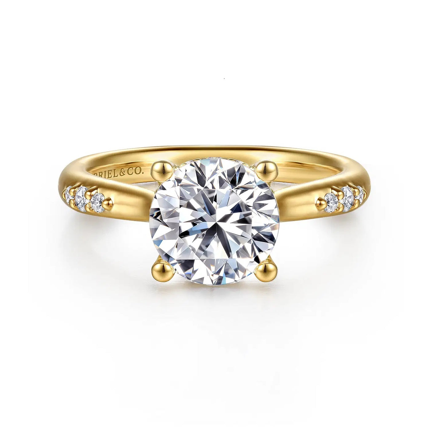 14K Yellow Natural Diamond Semi-Mount Ring that accomodates a 8.00 mm Center