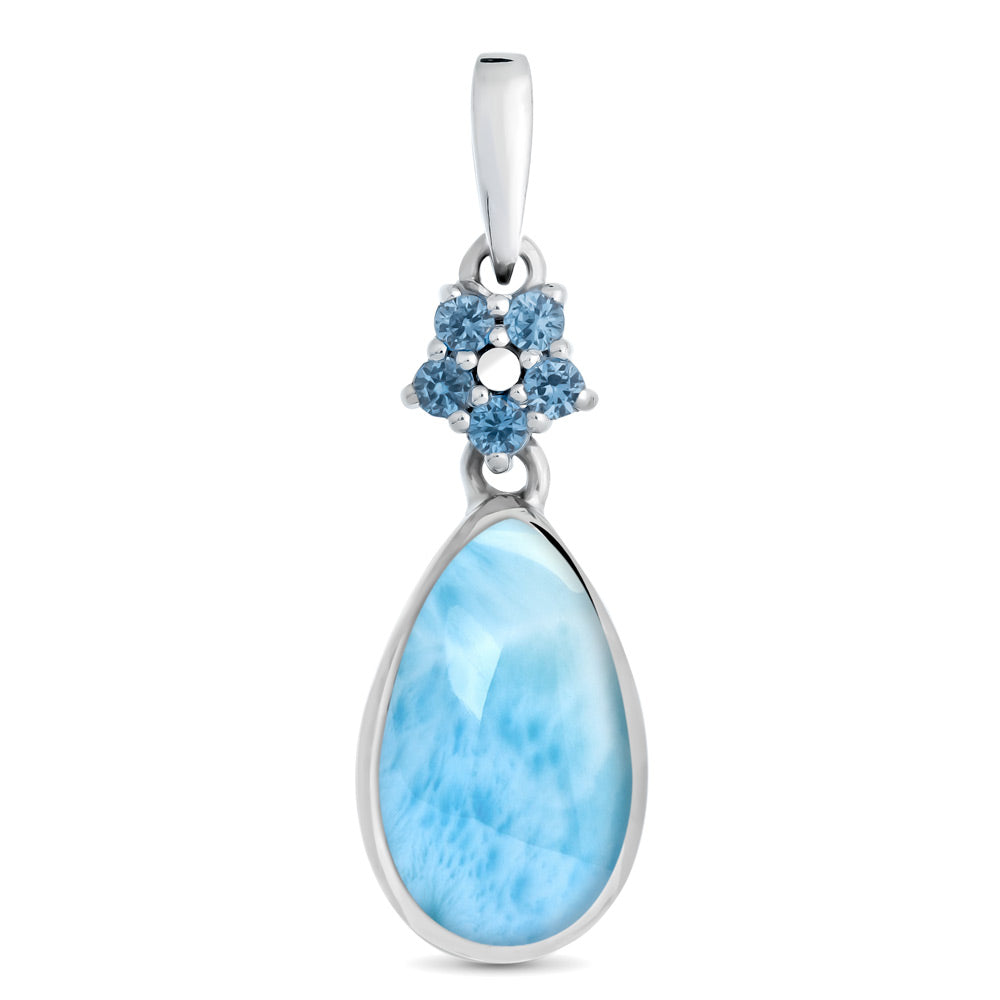 Sterling Silver Larimar and Blue Spinel 20 inch Necklace