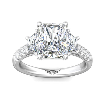 Platinum Radiant Lab Grown Diamond Three Stone Engagement Ring