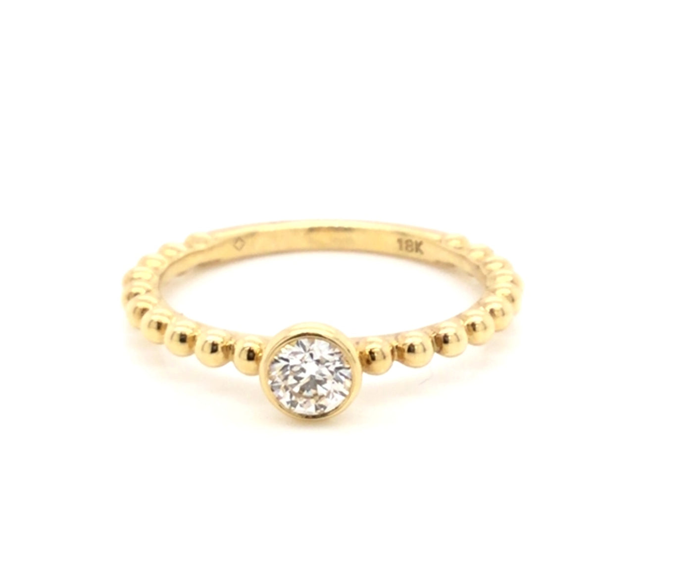 18K Yellow Bezel Natural Diamond Ring Size 6.5