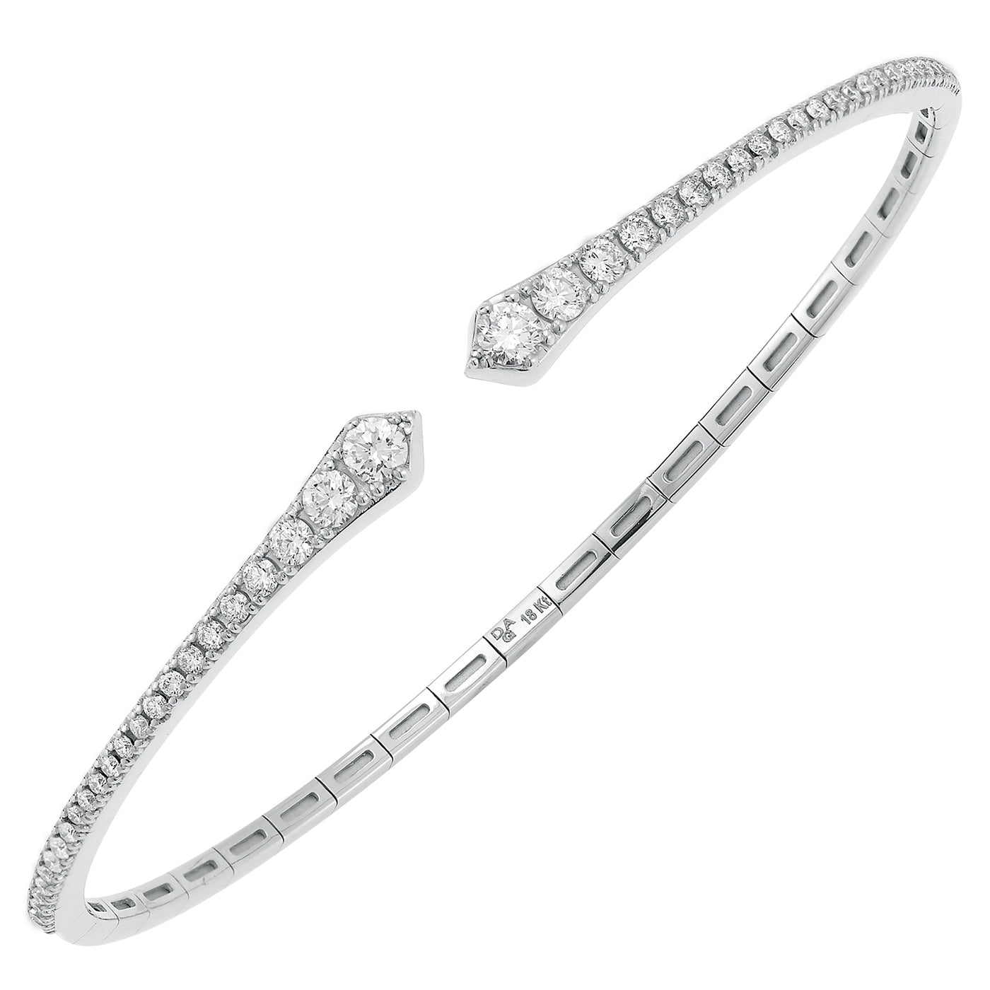 18K White Natural Diamond Cuff Bracelet