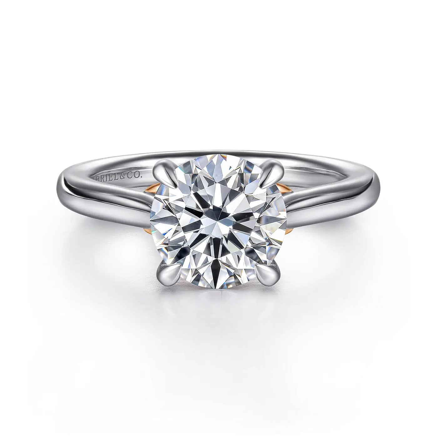 14K White & Rose Semi-Mount Ring that accomodates an 8 mm Center