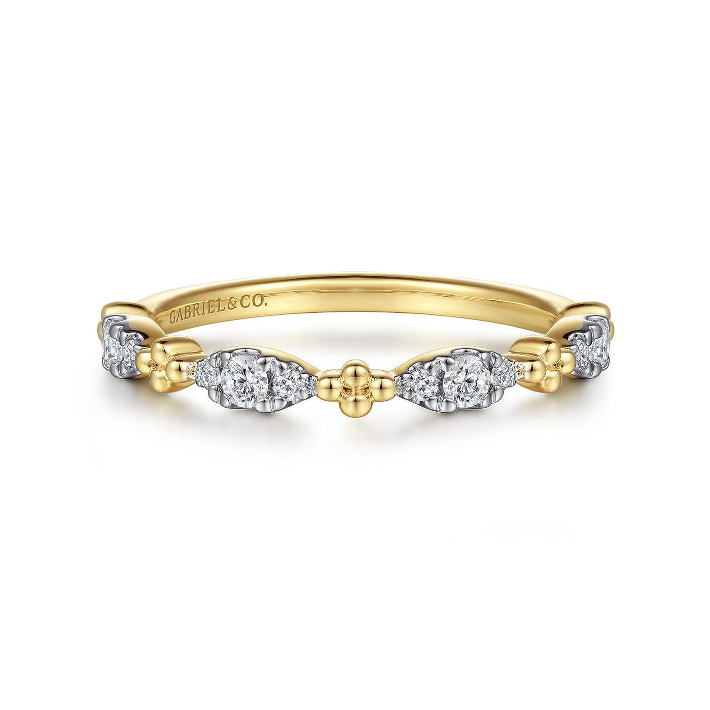 14K Yellow Stackable Natural Diamond Ring Size 6.5
