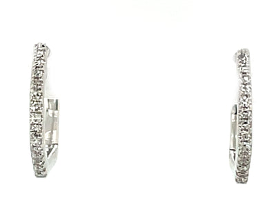 14K White Natural Diamond Huggie Earrings