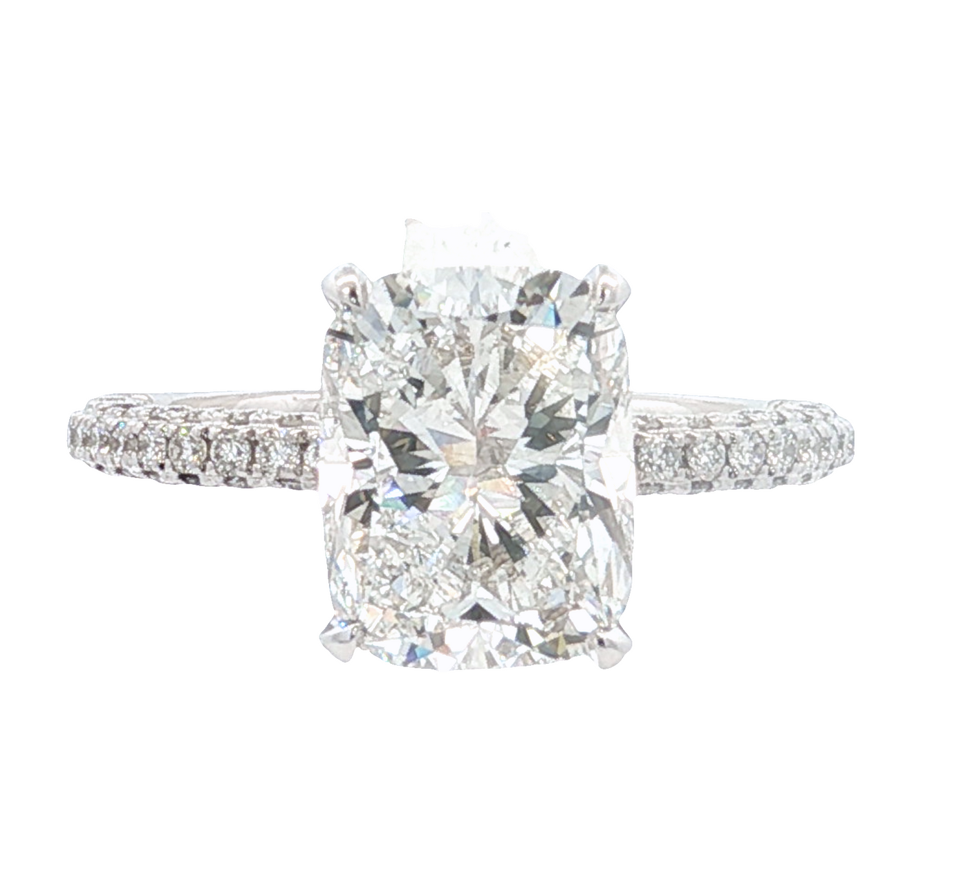 14K White Gold Cushion Lab Grown Diamond Solitaire Engagement Ring