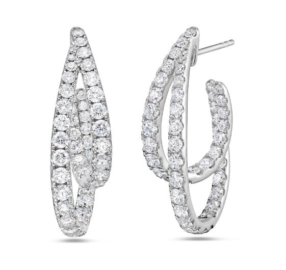 18K White Gold Natural Diamond Hoop Earrings