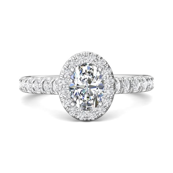 14K White Oval Natural Diamond Halo Engagement Ring