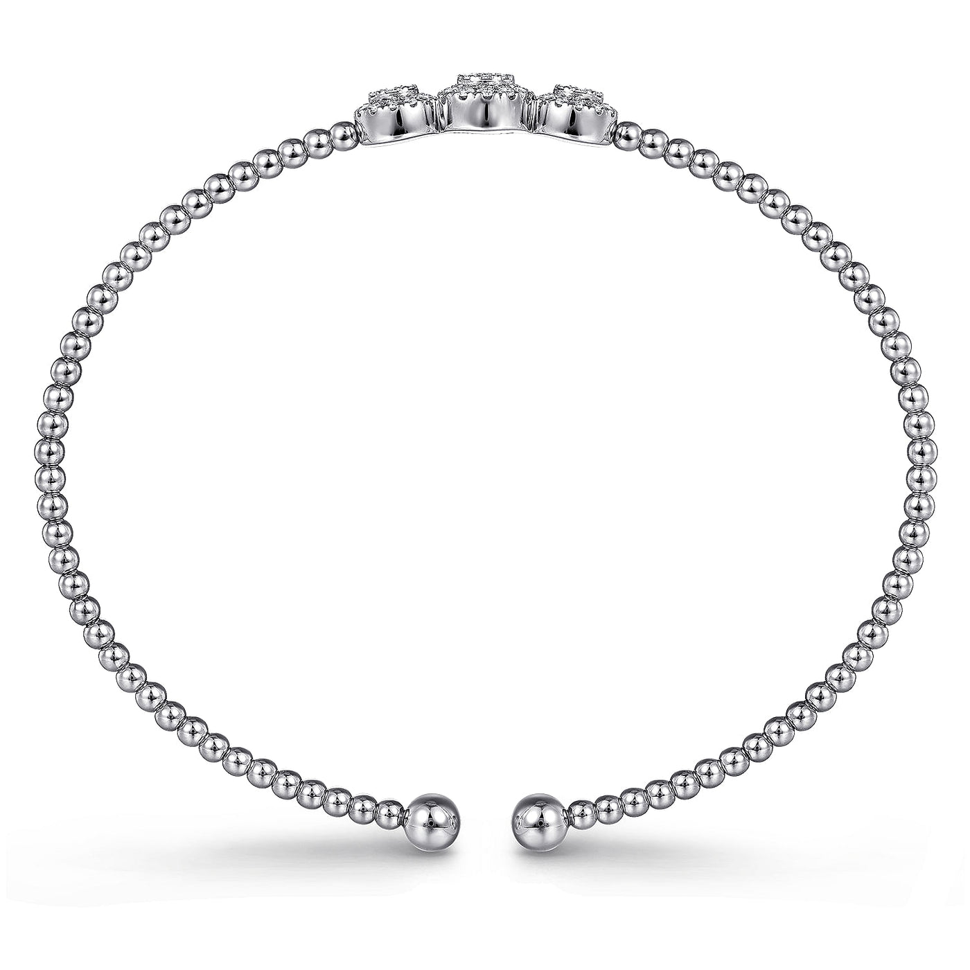 14K White Natural Diamond Bangle Bracelet