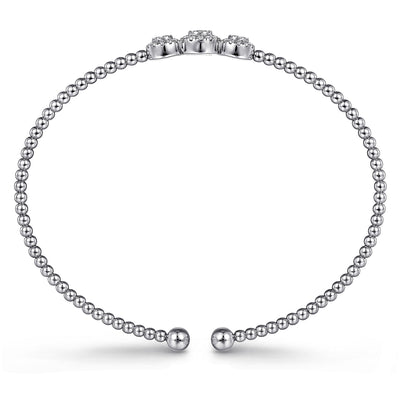 14K White Natural Diamond Bangle Bracelet