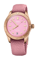 38.00 mm / Red / Leather Strap