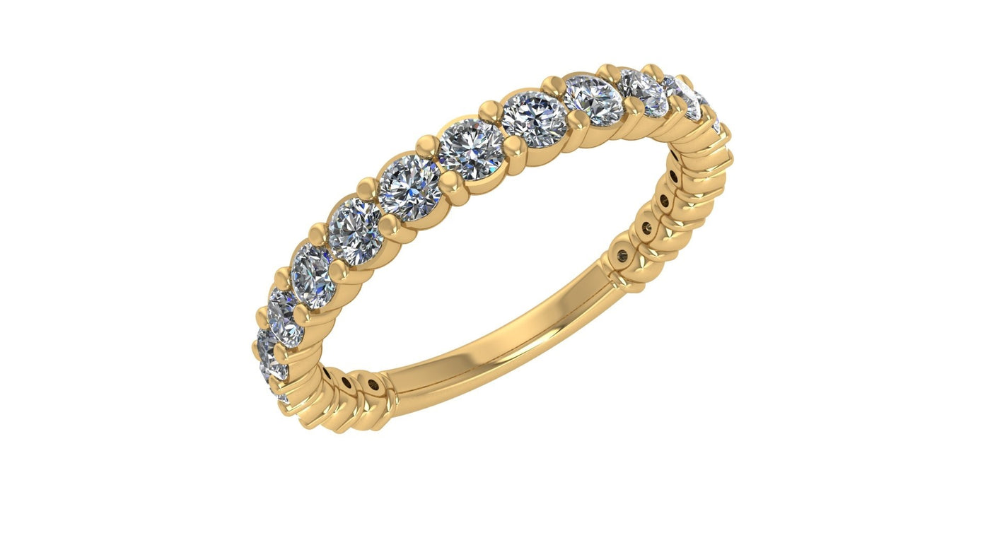 14K Yellow Gold Classic Band Natural Diamond Ring