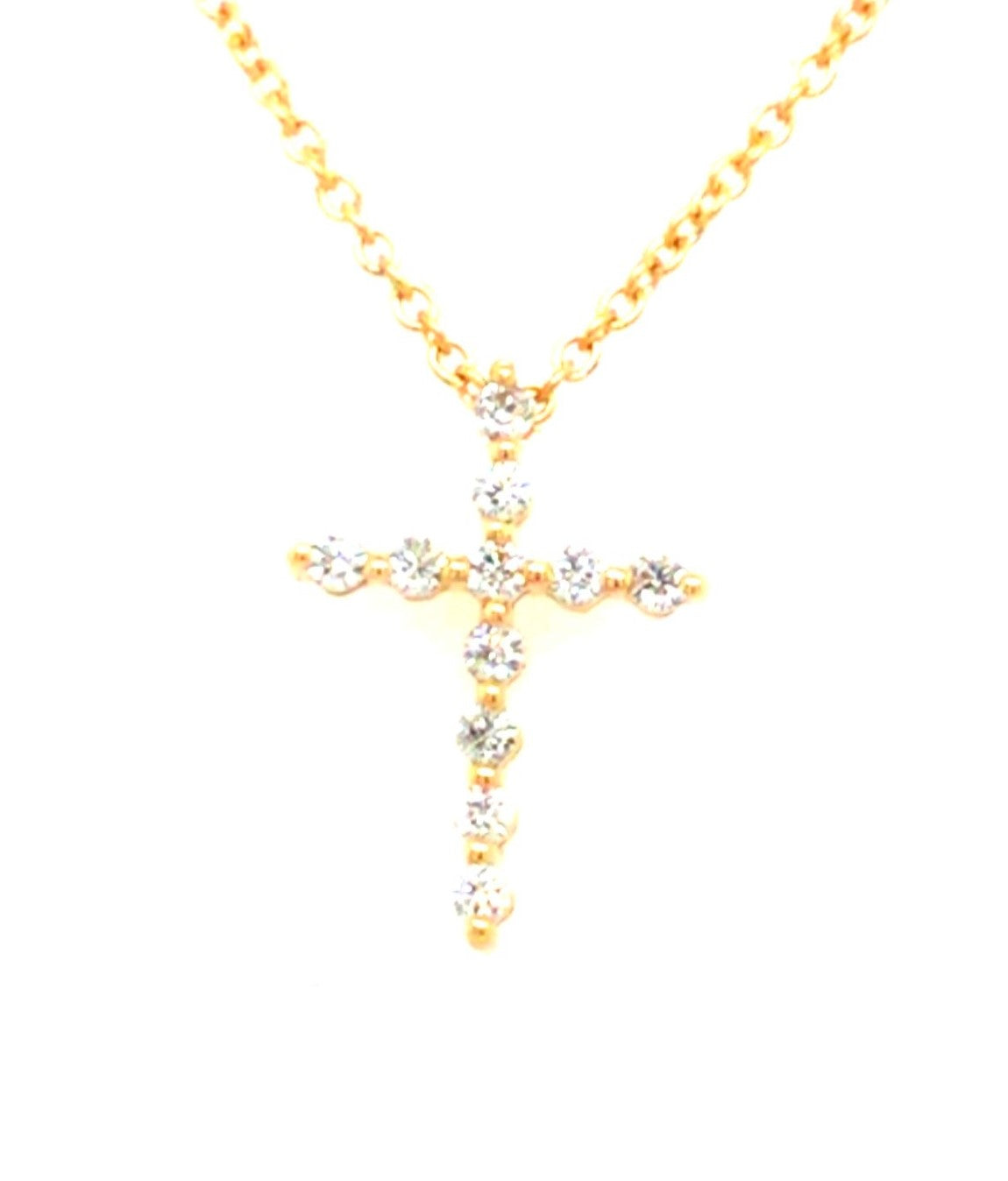 14K Yellow Natural Diamond 18 inch Necklace