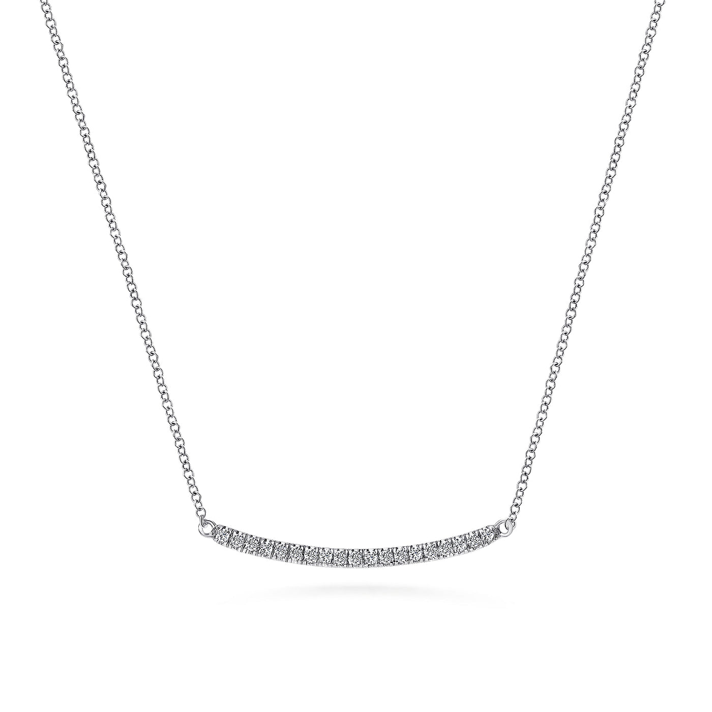 14K White Natural Diamond 18 inch Necklace