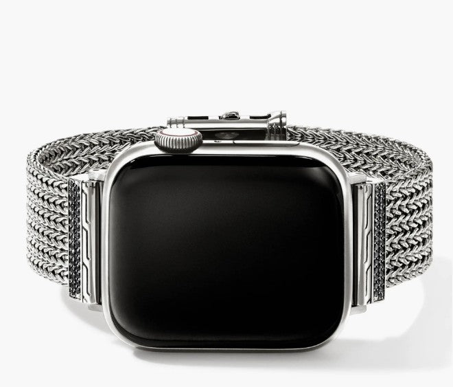 Sterling Silver Black Sapphire Smart Watch Strap