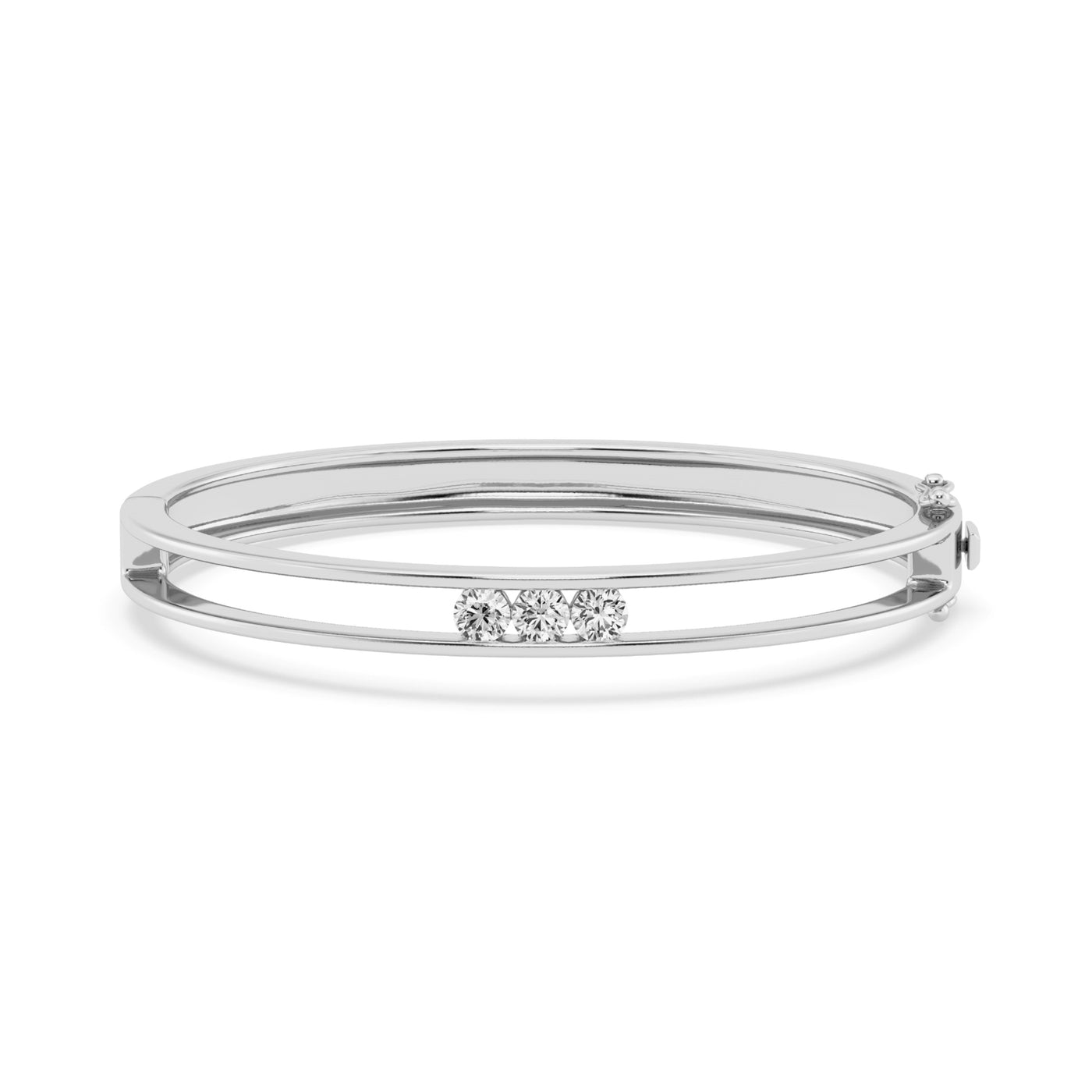 14K Yellow Gold Natural Diamond Hinged Bangle Bracelet