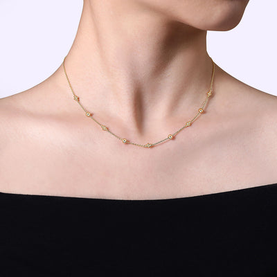 14K Yellow Station Necklace 17.5 inch