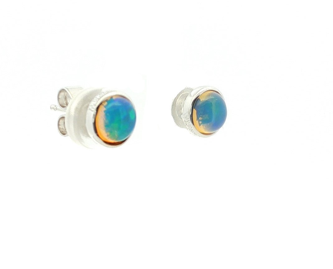 14K White Gold Opal Stud Earrings