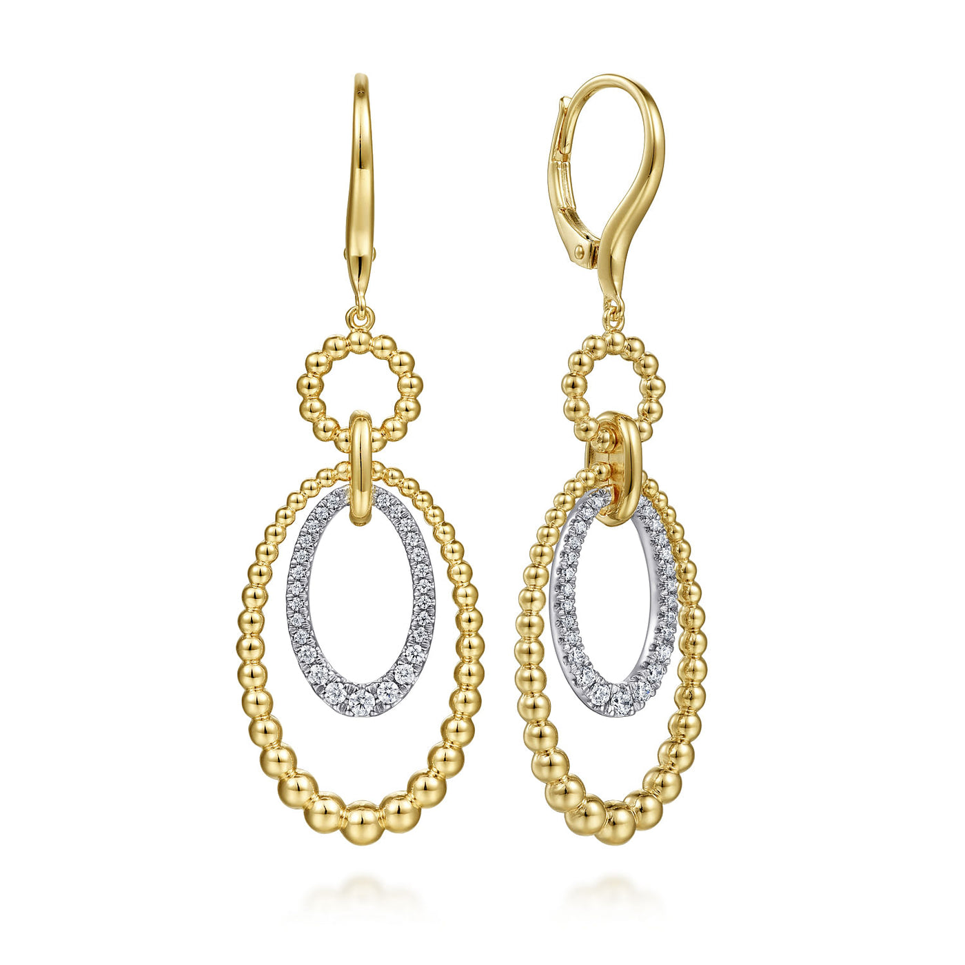 14K Yellow & White Natural Diamond Drop Earrings