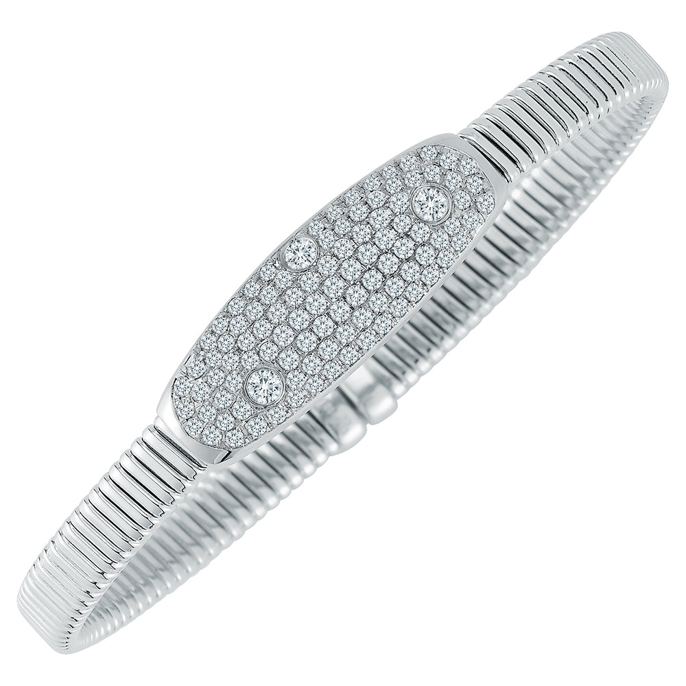 18K White Natural Diamond Cuff Bracelet