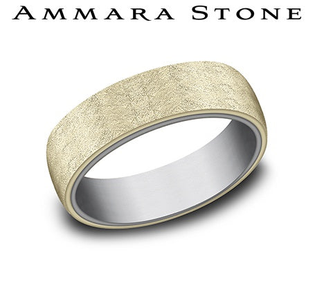 Tantalum/14K Gray and Yellow 6.5 mm Ammara Stone Wedding Band Size 10