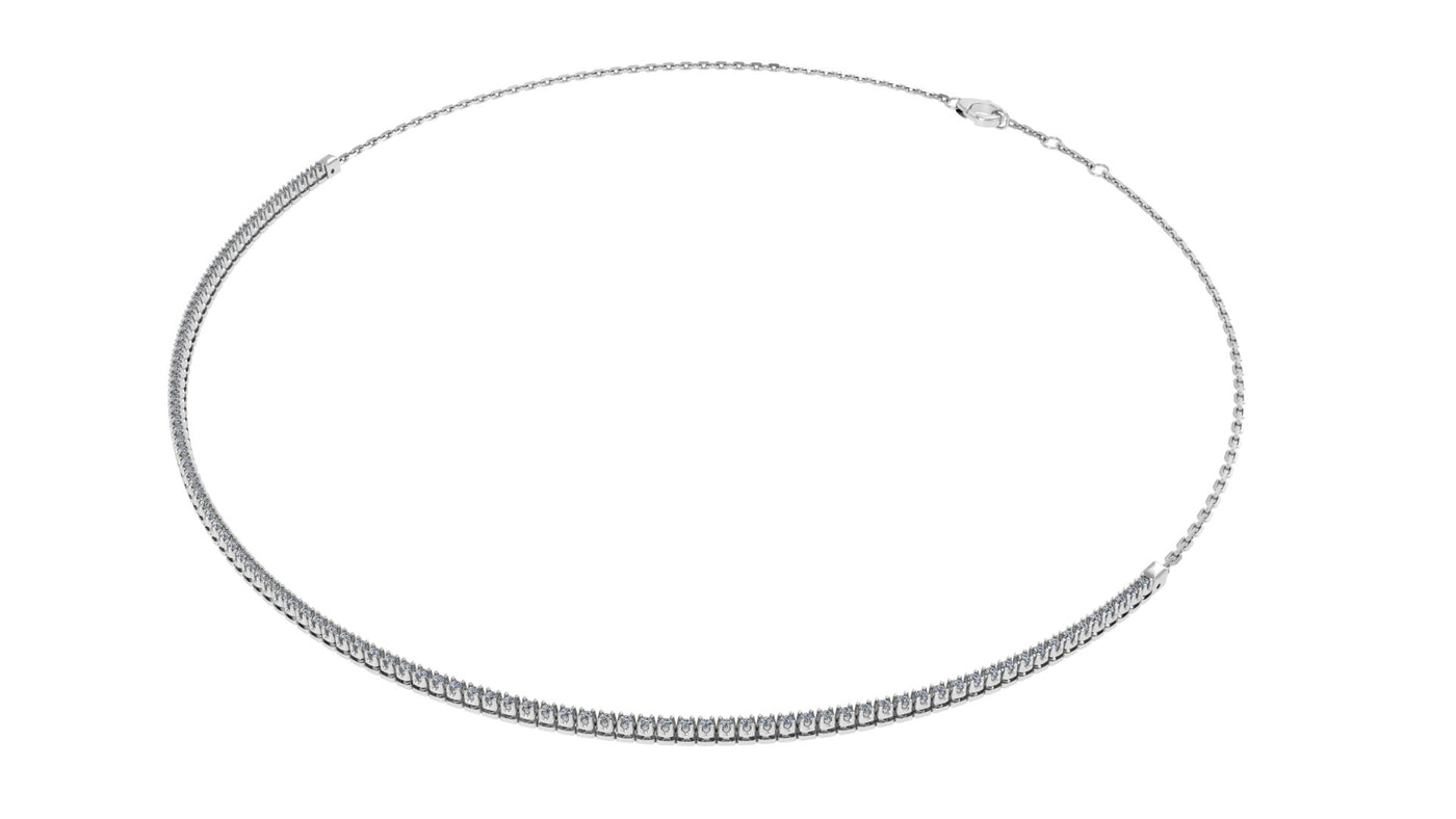 14K White Gold Natural Diamond Tennis Necklace
