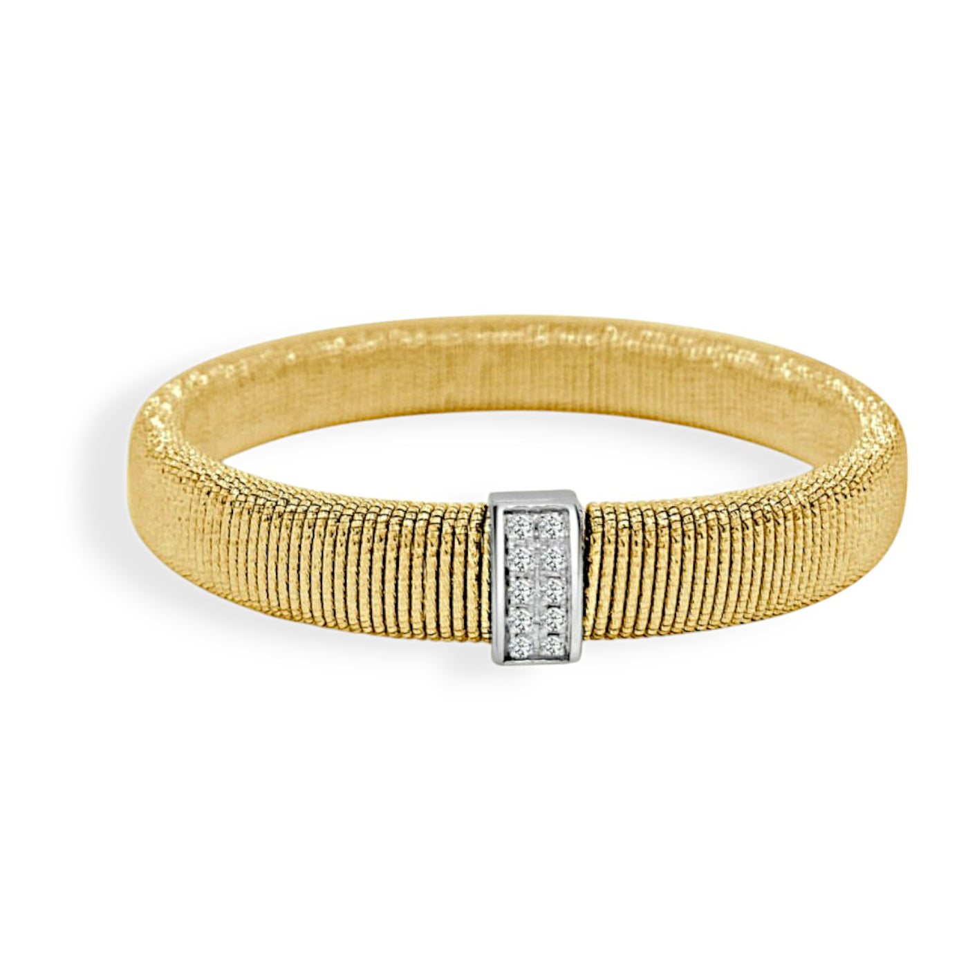 18K Yellow & White Natural Diamond Mesh Bracelet