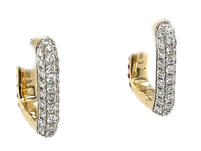 14K Yellow Ruby and Natural Diamond Reversible Hoop Earrings