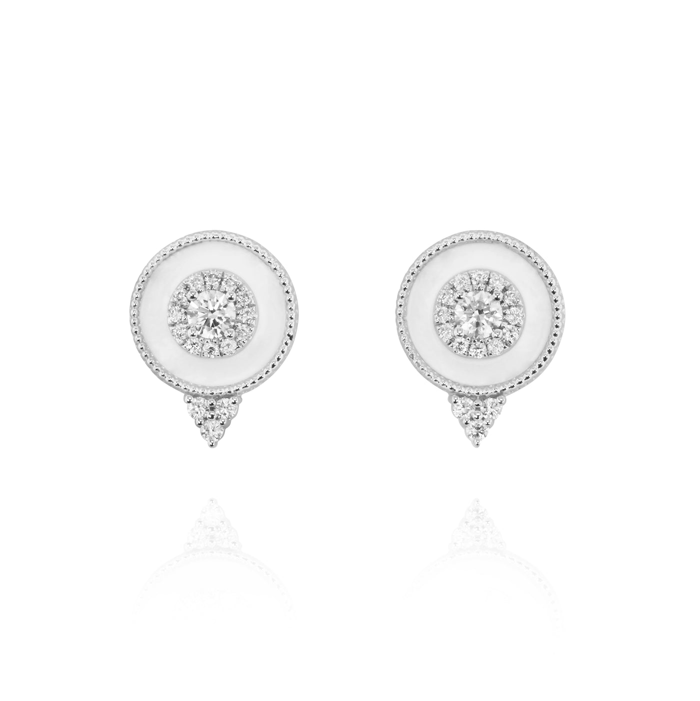 14K White and Natural Diamond Earrings