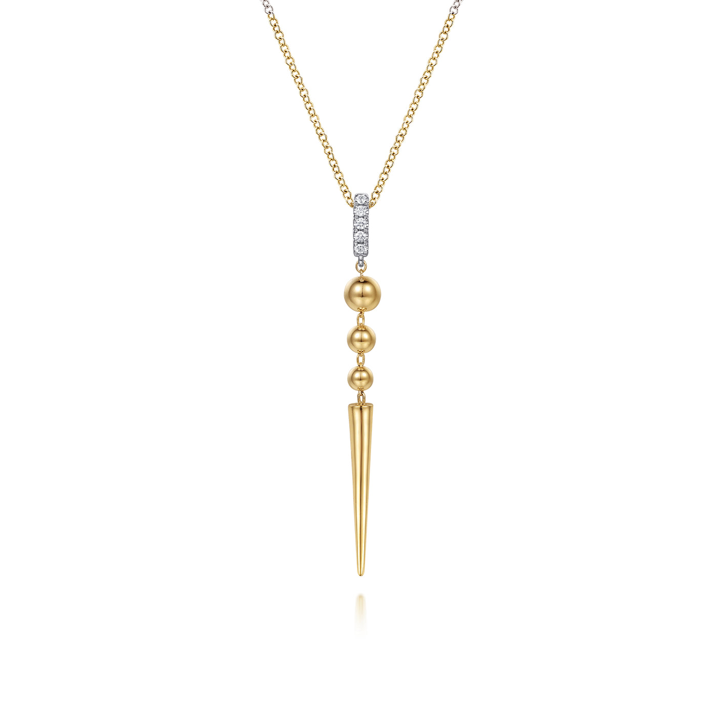 14K Yellow & White Natural Diamond 17.5 inch Necklace