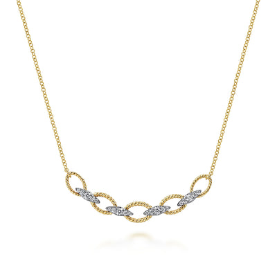 14K Yellow & White Natural Diamond 17.5 inch Necklace