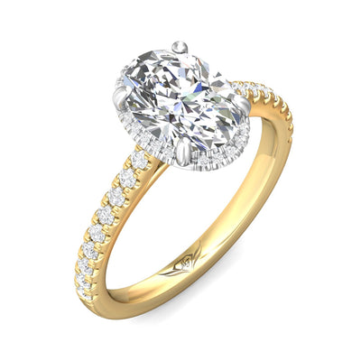 14K Yellow & White Natural Diamond Semi-Mount Ring that accomodates a 9.00 mm Center